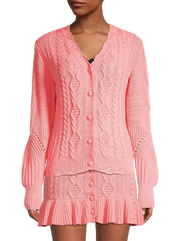 Boat Neck Knit TopsAnselma Cardigan In Powder Blush