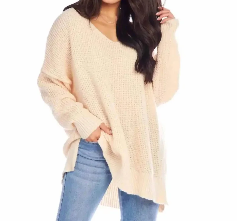 Streetwear Knit TopsAvalon Waffle Sweater In Ivory