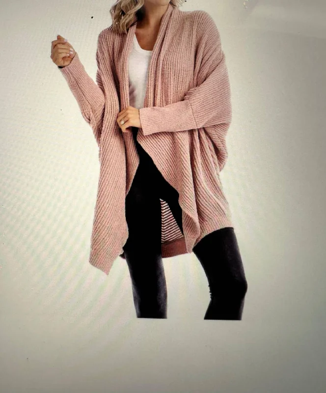 Running Knit TopsBonnie Draped Cardigan In Pink