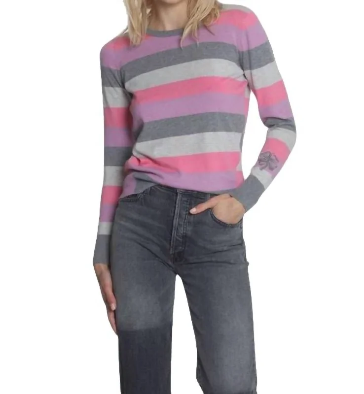 Plush Knit TopsBrooke Lucky Stripe Top In Paris/lilac Multi