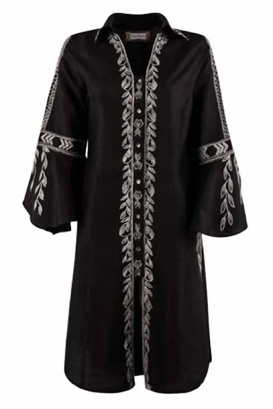 Zippered Knit TopsButton Up Long Duster In Black And White