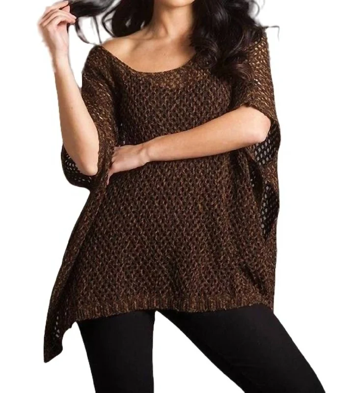 Sheer Knit TopsCrochet Poncho In Spice