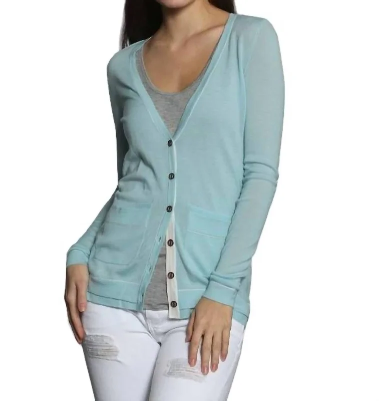 Tasseled Knit TopsDouble Rib Cardigan In Mint