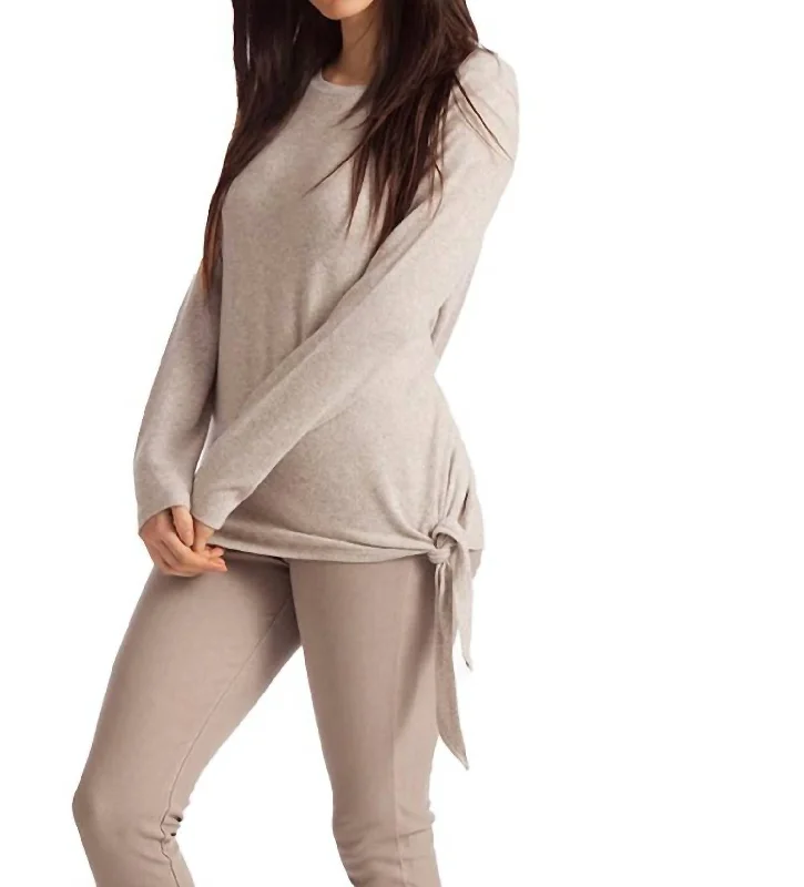 Cashmere Knit TopsEllie Side Tie Kashmira Sweater In Oatmeal