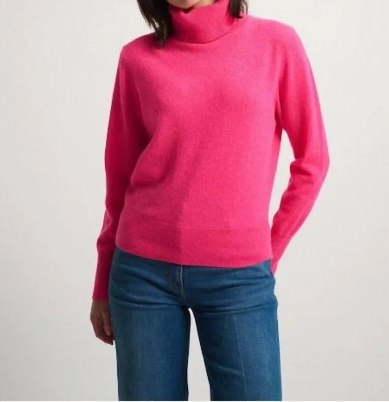 Cotton Knit TopsEssential Cashmere Turtleneck Sweater In Bright Rose