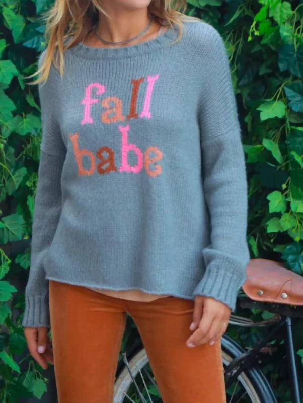 Designer Knit TopsFall Babe Crew In Cement