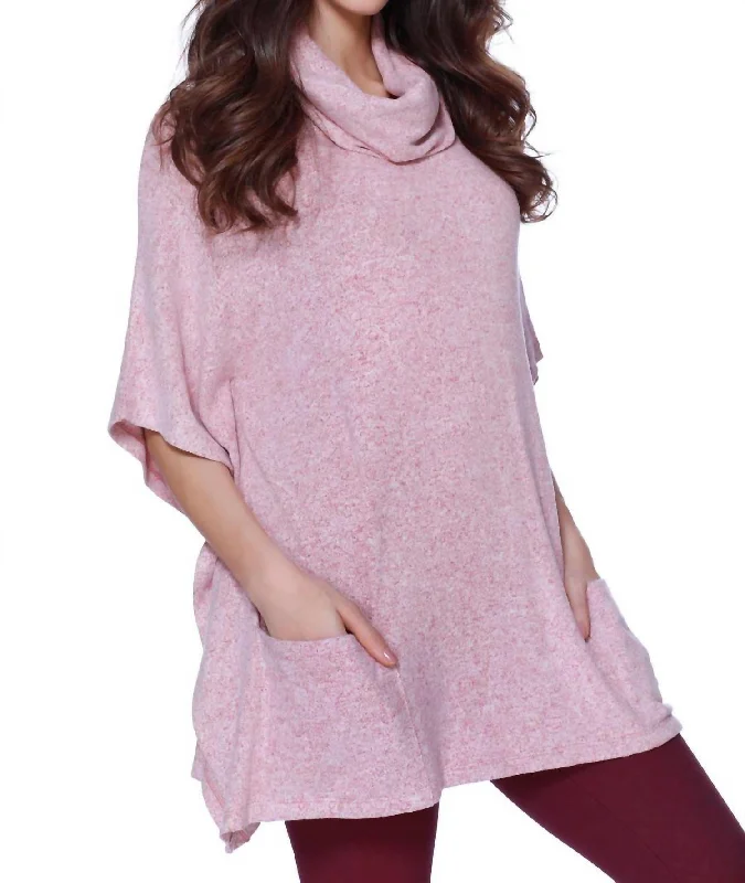 Lounge Knit TopsHarper Kashmira Cowl Neck Poncho In Rose