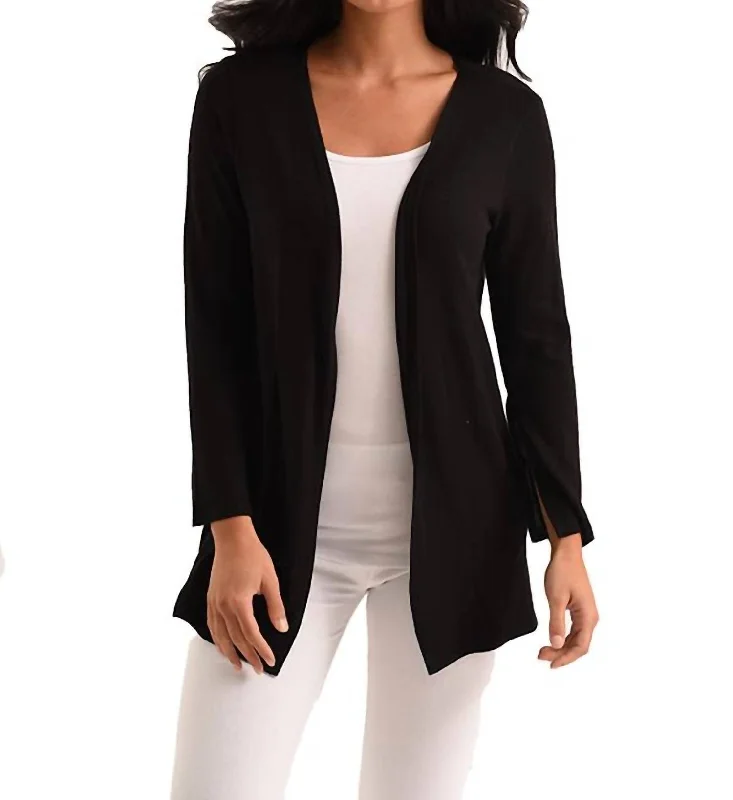 Bamboo Knit TopsJane Long Sleeve Kashmira Cardigan In Black