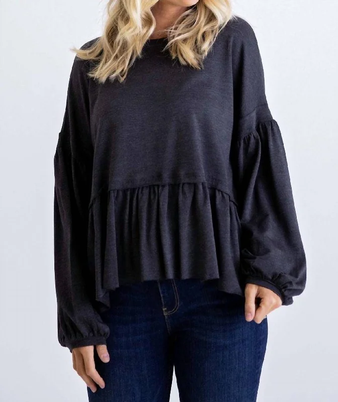 College Knit TopsKnit Oversize Top In Charcoal