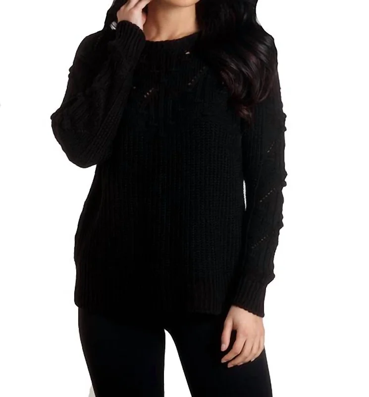 Ruffled Knit TopsKnit Sweater In Black