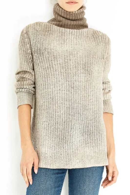 Lace-Up Knit TopsKnit Turtleneck W/ Stones In Taupe