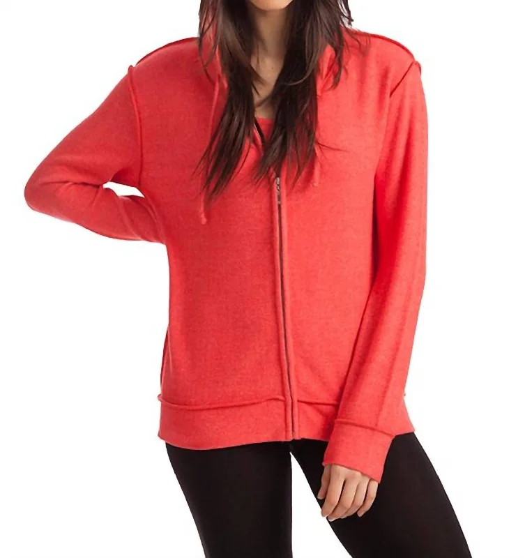 Performance Knit TopsKylie Hooded Kashmira Cardigan In Coral