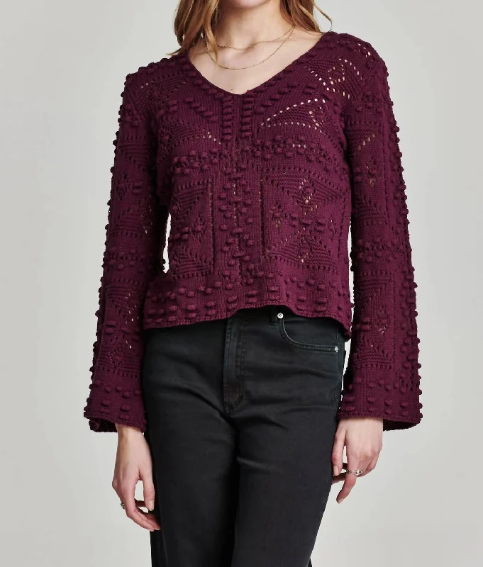 Mohair Knit TopsMaxine Crochet Sweater In Prune