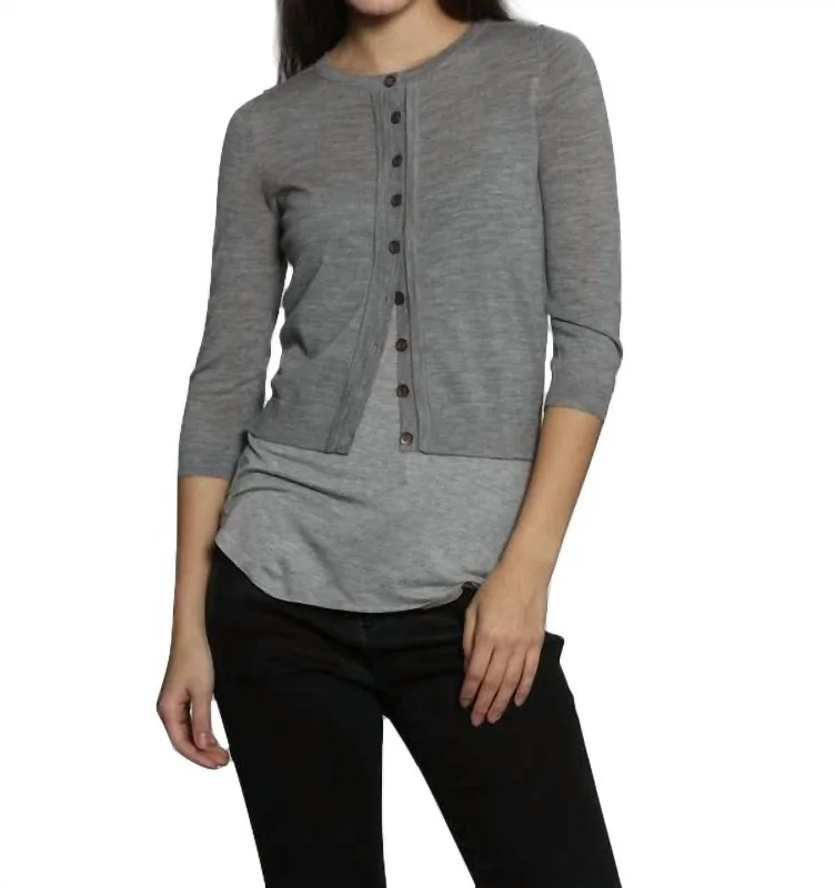 Crewneck Knit TopsMerino Dress Cardigan In Grey