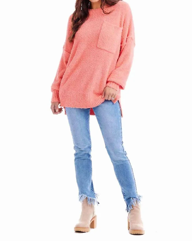 Work Knit TopsRome Chenille Sweater In Coral