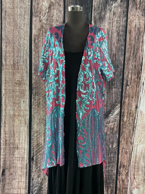 Graphic Knit TopsSequin Duster In Pink/blue