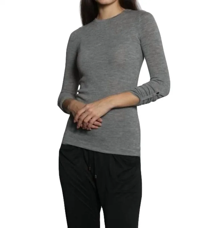 Scoop Neck Knit TopsSolid Merino Crew Sweater In Grey