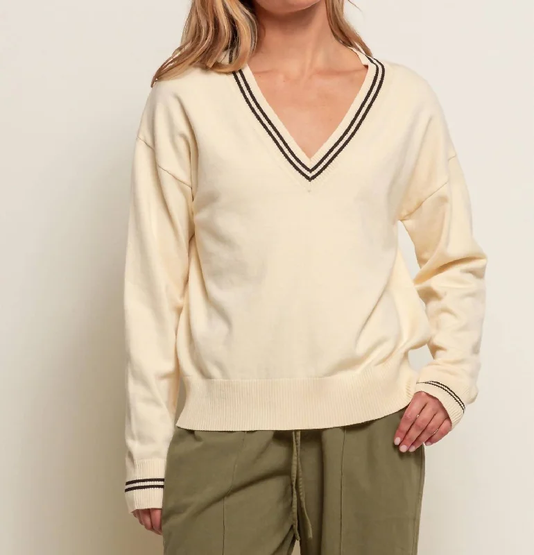 Performance Knit TopsV Neck Sweater In Butter