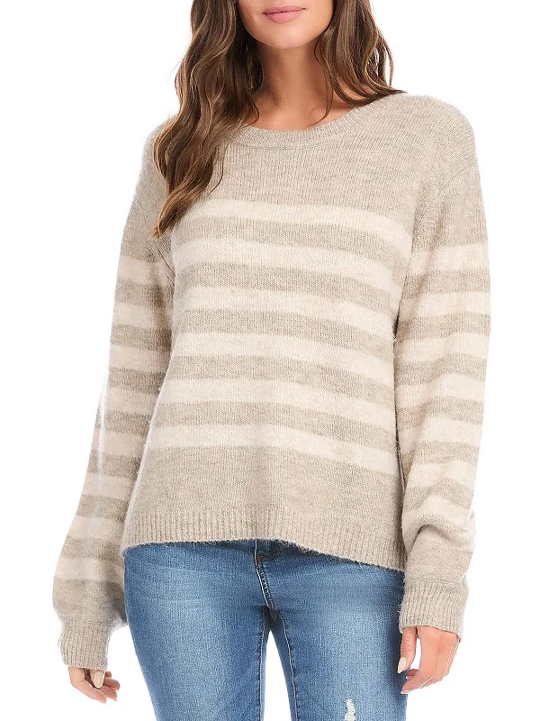 Summer Knit TopsWomens Striped Knit Crewneck Sweater