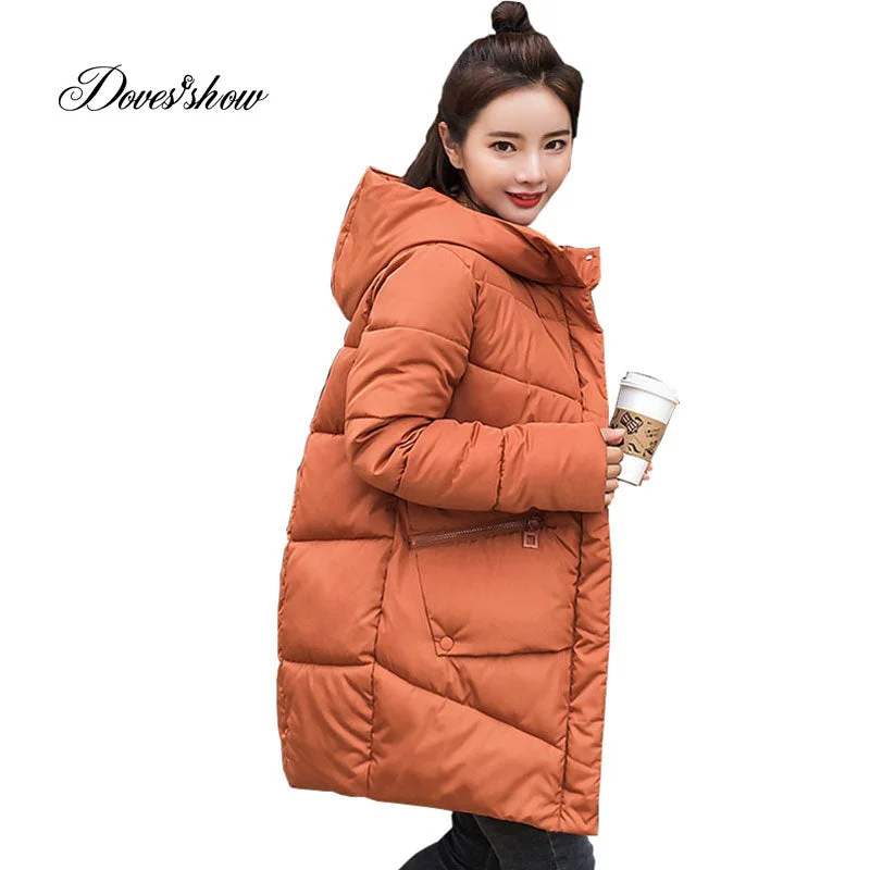 Thermal JacketsCaramel Hooded Elastic Winter Down Coat Jacket Long Warm Women Casaco Feminino Abrigos Mujer Invierno 2018 Parkas Outwear Coats