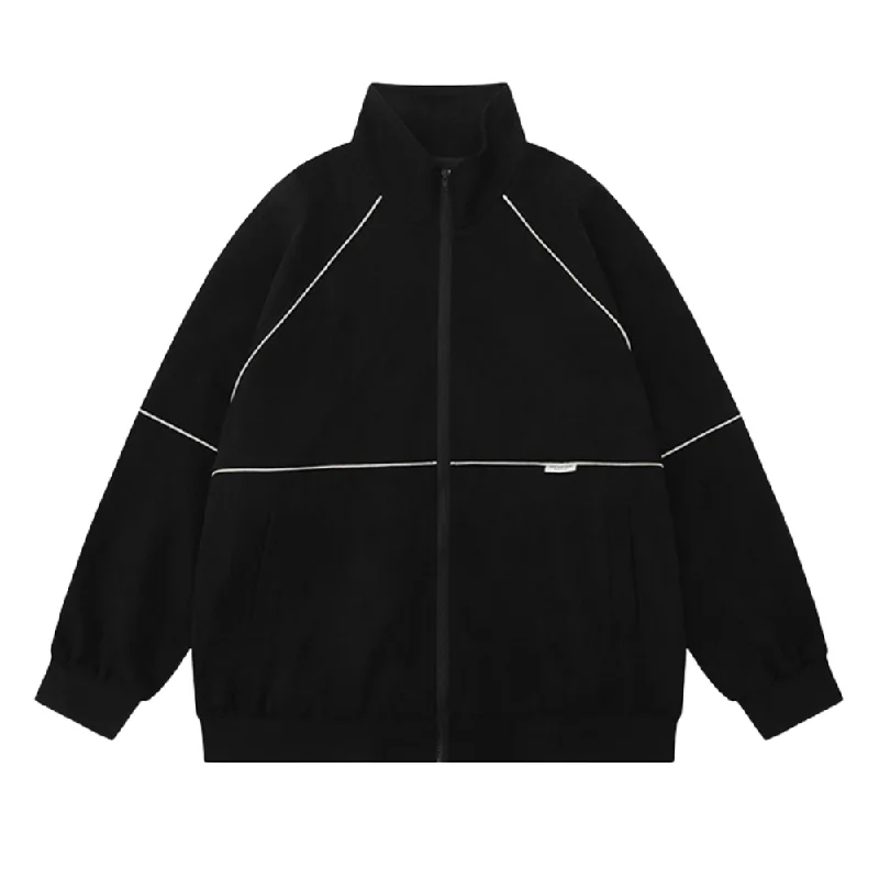 Leather-Paneled JacketsCouple Reflective Stripe Suede Jacket