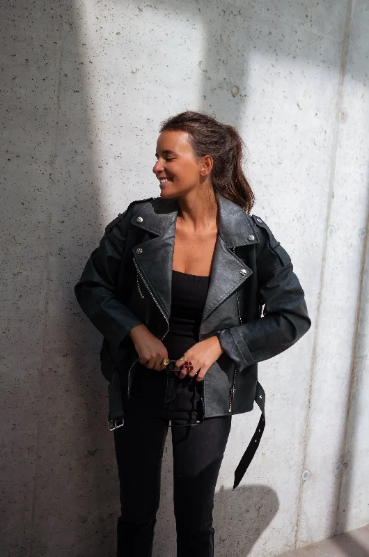 Leather JacketsGrey Romu Biker Jacket