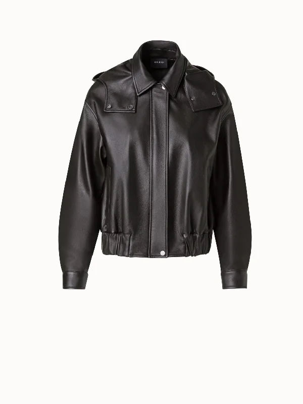 Thermal JacketsHooded Bomber Leather Jacket