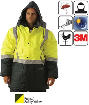 Branded JacketsHuski - Freezer Jacket Forest/Safety Yellow 918044