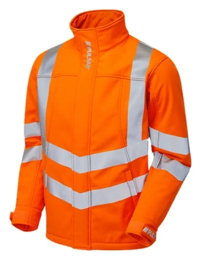 College JacketsPULSAR Rail Hi Vis Orange Softshell Work Jacket 20471 Class 3-PR535