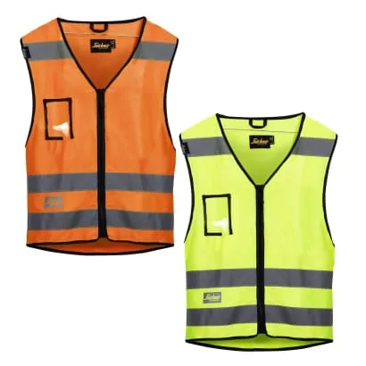 Running JacketsSnickers High Visibility Zipped Vest Class 2 with Multiple Pockets -9153