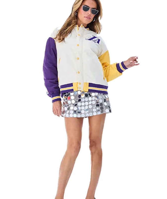 Sequined JacketsTerez Women LA Lakers Team Colors Bomber Jacket