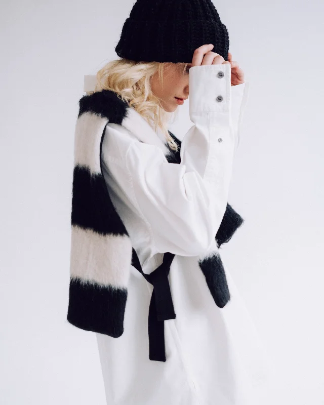 Rain JacketsG.o.D Vee Vest Mohair Stripes Black/White