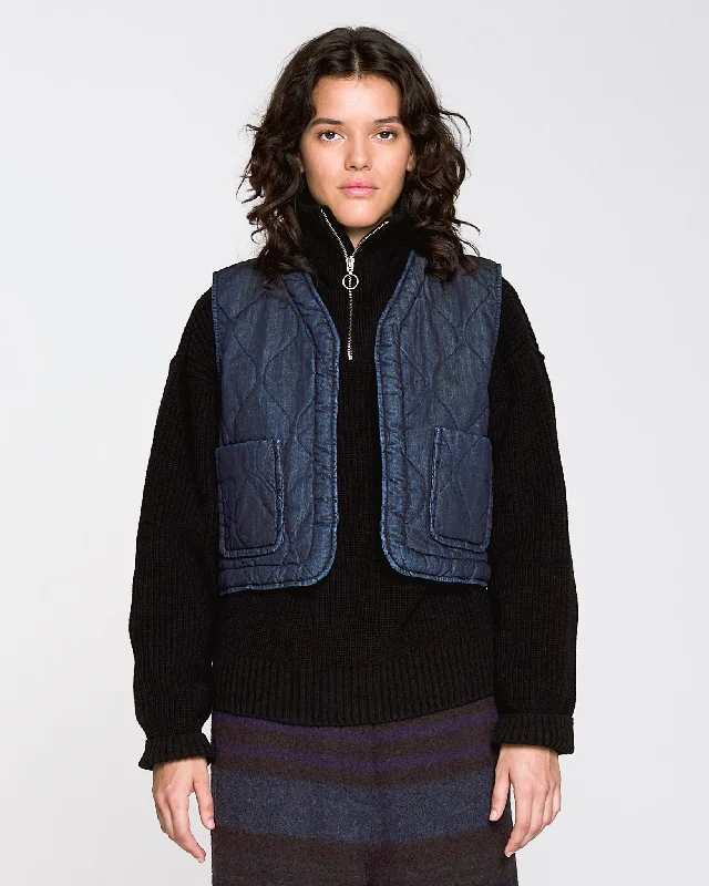 Formal JacketsG.o.D Tsuki Vest Quilted Denim Indigo