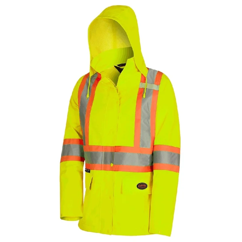 Running JacketsWomen's Pioneer High-Visibility Waterproof Rain Work Jacket 5628W - Yellow