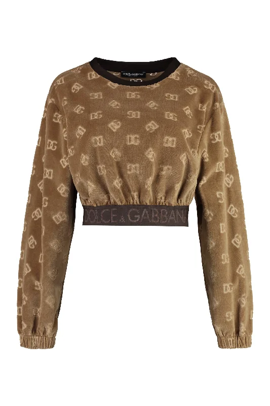 Pullover HoodiesDOLCE & GABBANA Chenille Logo Sweatshirt with All-Over Jacquard Print, Elastic Band and Rich Blend Fabric