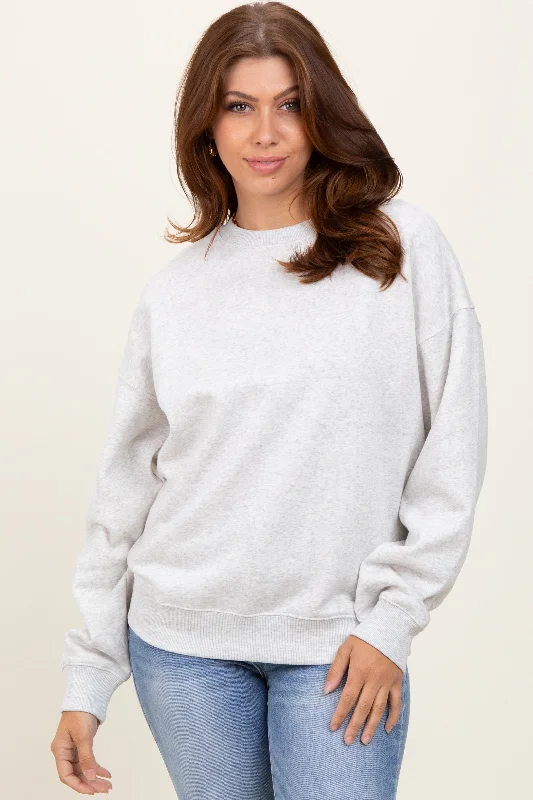 Organic Cotton SweatshirtsHeather Grey Fleece Crew Neck Relaxed Fit Sweatshirt