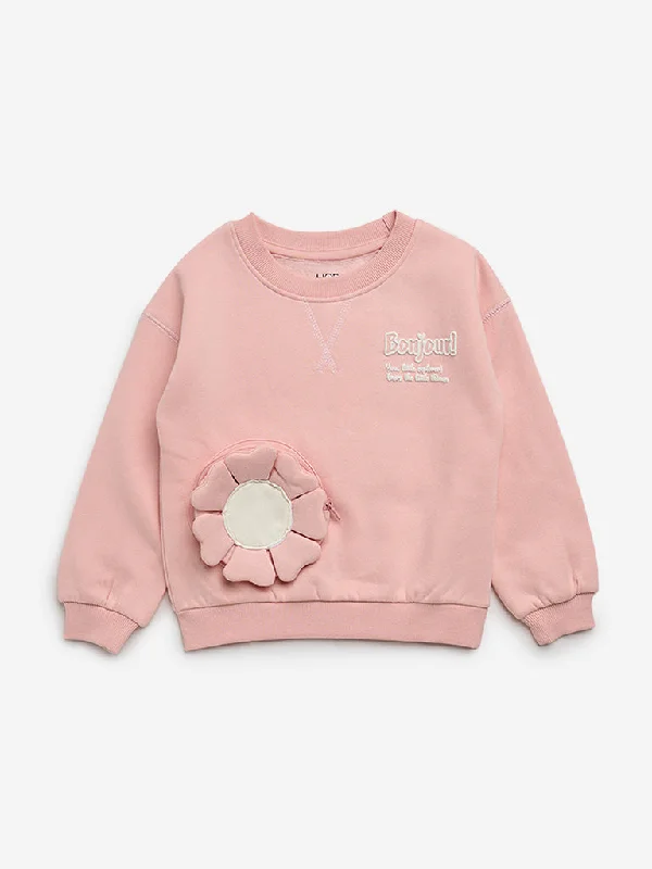 Thermal HoodiesHOP Kids Dusty Pink Floral Applique Sweatshirt