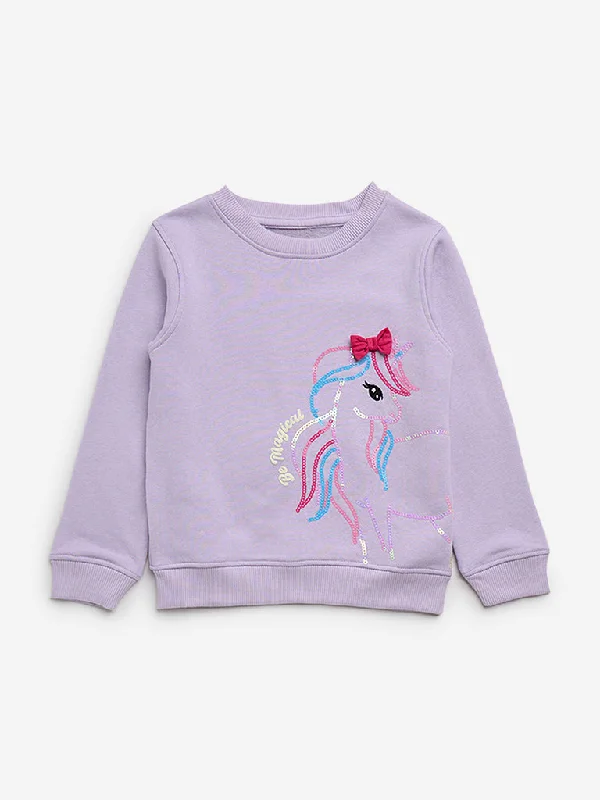 Travel SweatshirtsHOP Kids Lilac Unicorn Design Sweatshirt