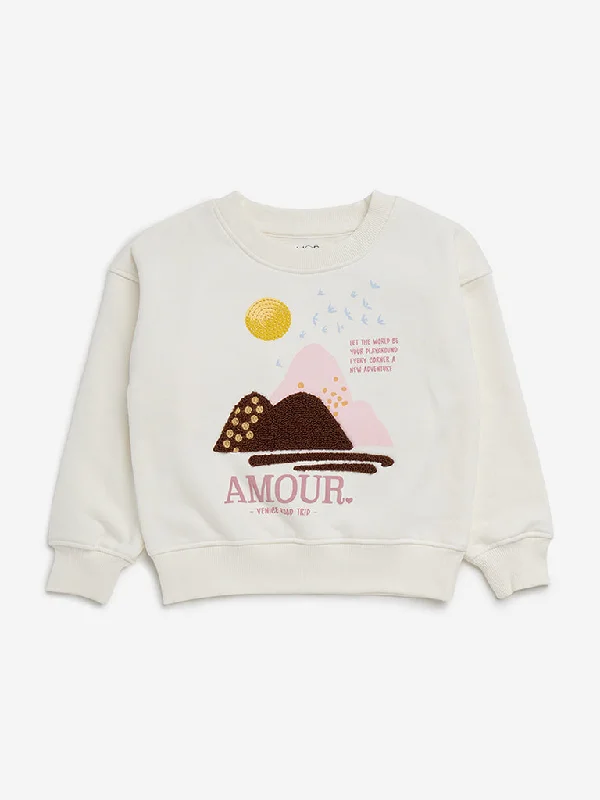 Festival SweatshirtsHOP Kids Off-White Printed Cotton Blend Sweatshirt