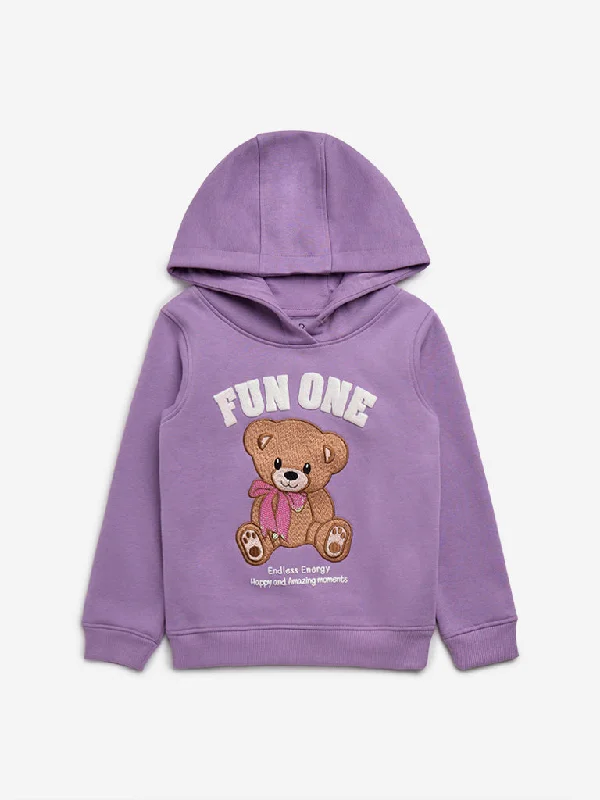 Workout SweatshirtsHOP Kids Purple Animal Design Sweatshirt