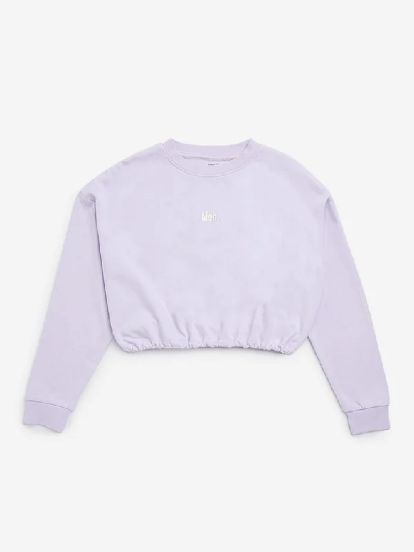 Painted HoodiesY&F Kids Lilac Text Design Cotton Sweatshirt