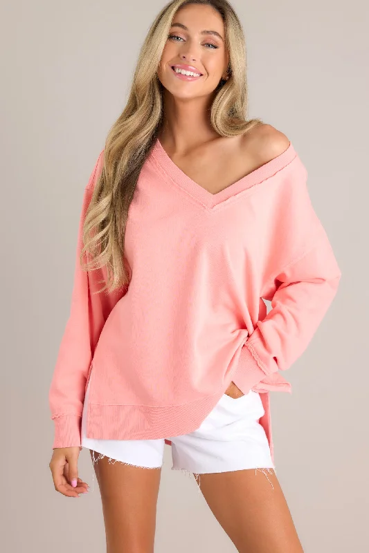 Distressed HoodiesZ-Supply Double Take Melon Pop Sweatshirt