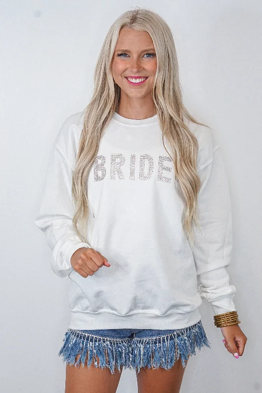 Pullover HoodiesBlingy Bride Crew White Sweatshirt