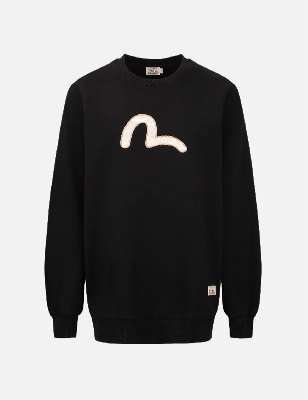 Plush HoodiesBrocade Seagull Appliqué Sweatshirt