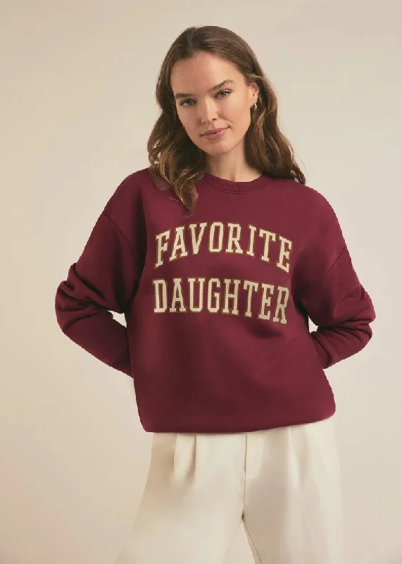 Retro HoodiesFavorite Daughter Collegiate Sweatshirt- Sangria Nights