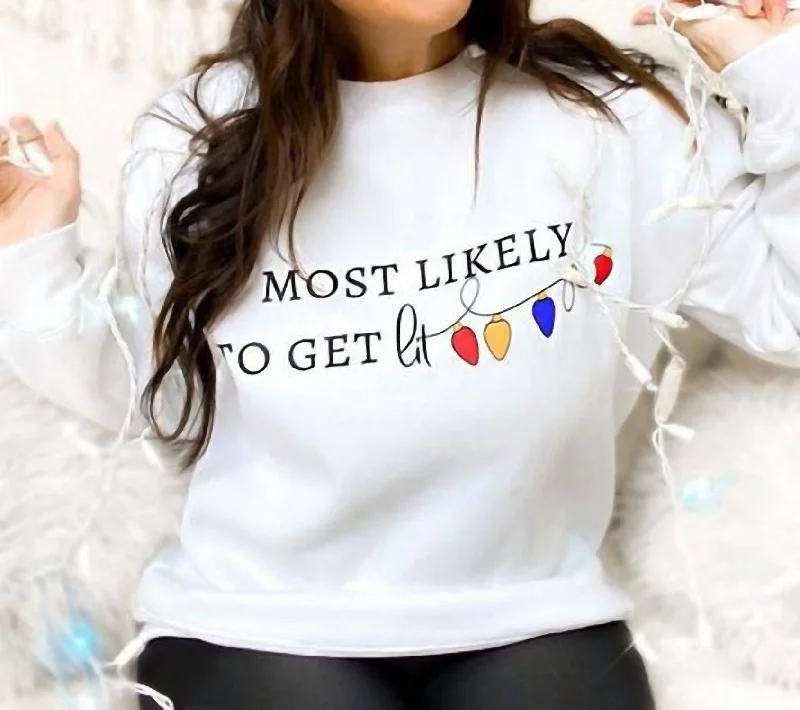 Beaded SweatshirtsGet Lit Sweatshirt In White