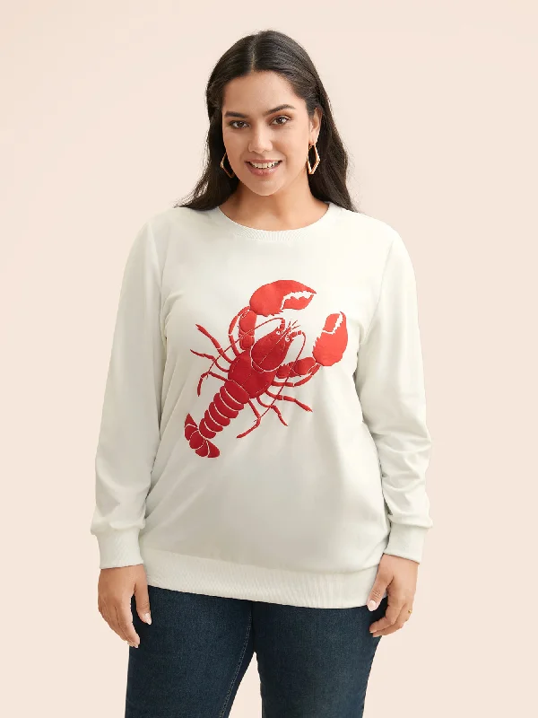 Cycling HoodiesLobster Pattern Round Neck Sweatshirt