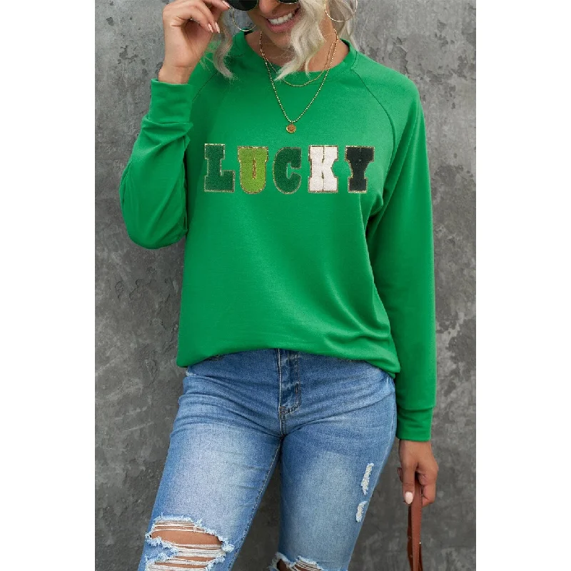 Limited Edition HoodiesLucky Chenille Embroidered Graphic Sweatshirt