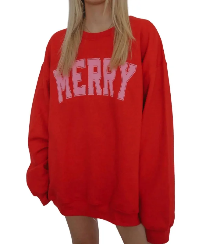 Ruffled SweatshirtsMerry Collegiate Sweatshirt In Red