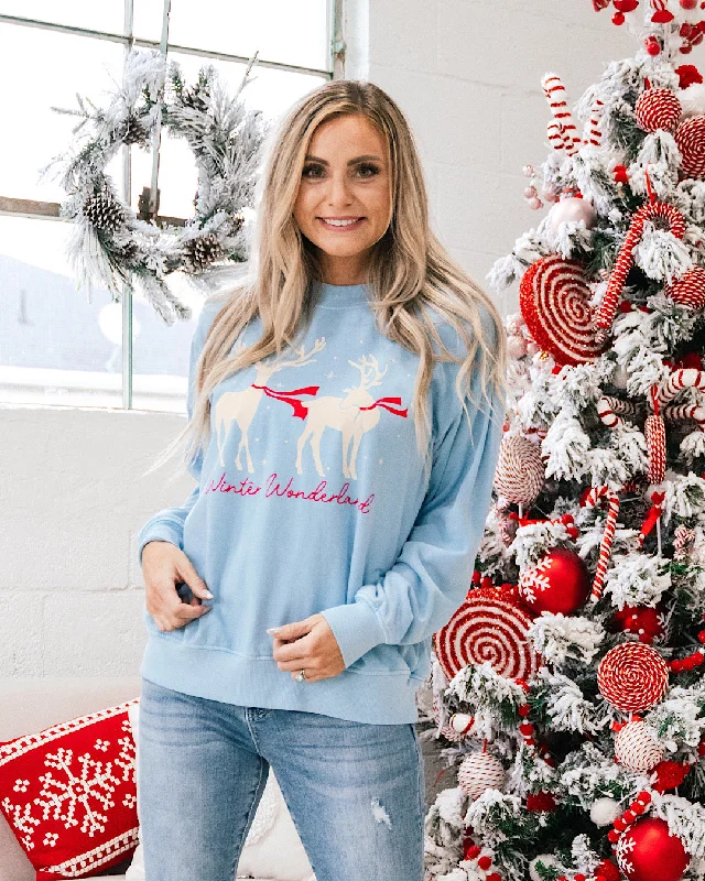 Lace-Up HoodiesWinter Wonderland Light Blue Sweatshirt FINAL SALE